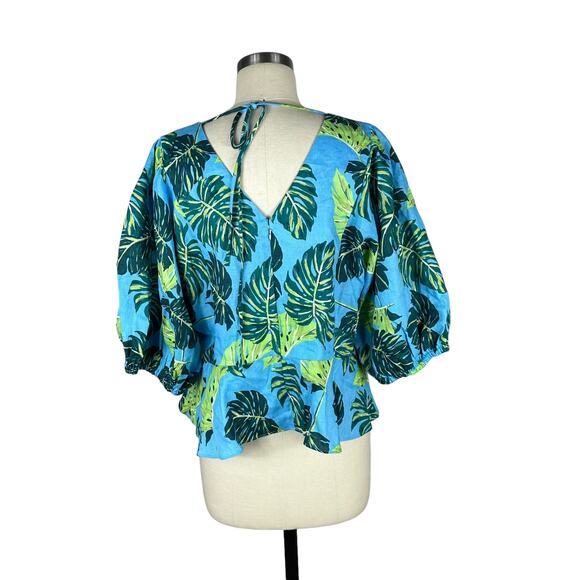 DRAPER JAMES Tropical Palm Women's Puff Sleeve Blouse Top Size 18 Colorful - Picture 3 of 8